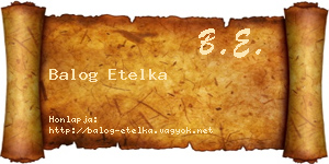 Balog Etelka névjegykártya